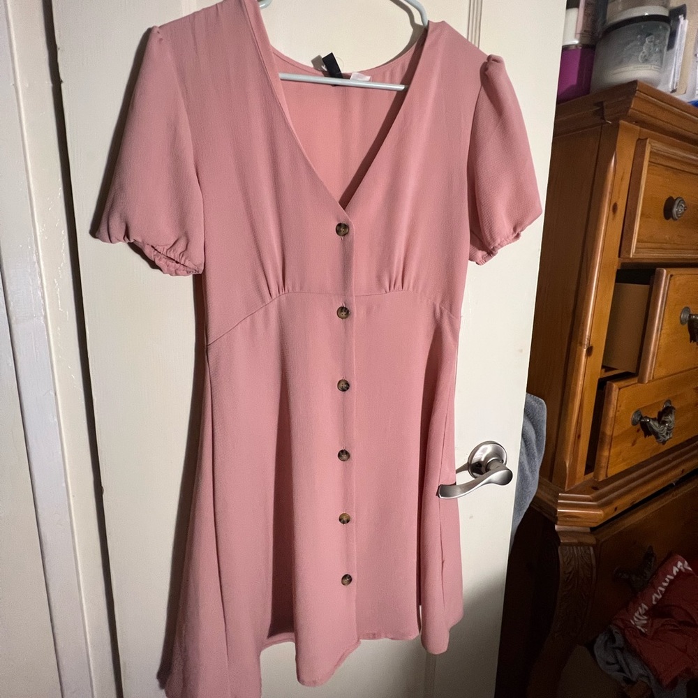 Divided button up pink dress